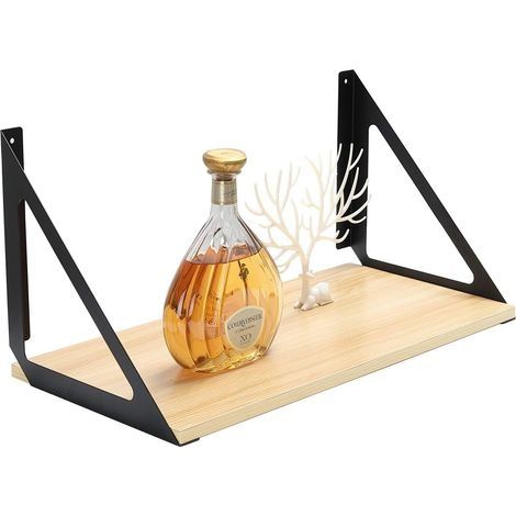 Equerre Etagere, Equerre Etagere Murale Angulaire de Fixation Angle Droit, Equerres Etagères Support en Fer Console our Fixation Murale / en 3 Tailles/ Noir/2 Pièces (3030cm, Charge Maximale 40kg) (1/5)
