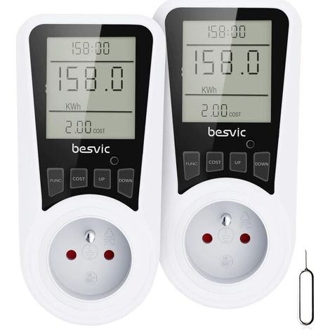 Stromzählerstecker, Wattmeter zur Messung des Stromverbrauchs, mit 7 Überwachungsmodi, Überlastschutz, 3680 W, (3er-Pack) - Crezuo