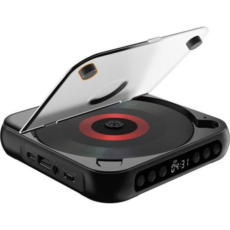 Lecteur CD Bluetooth Portable Rechargeable avec USB-C, Haut-Parleur Intégré et Lecture MP3/WMA,noir (1/5)