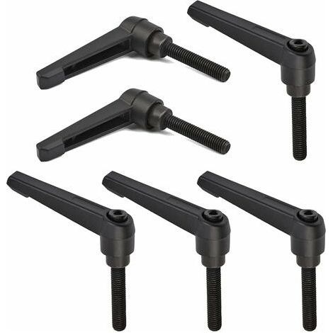 6 Stück M8-Klemmhebelgriffe, 32 mm verstellbare Maschinengriffe aus Edelstahl mit Außengewinde (Schwarz) (1/5)