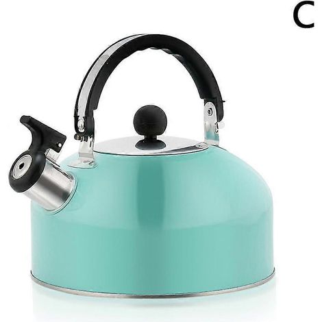 Bouilloire à sifflet 3L, fond plat, en acier inoxydable.