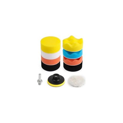 11 Pièces 80mm Éponge Polissage Pad Perceuse Tampon de Polissage en Laine avec M10 Foret Visseuse Polir Kit pour Voiture Meulage Cirage (1/5)