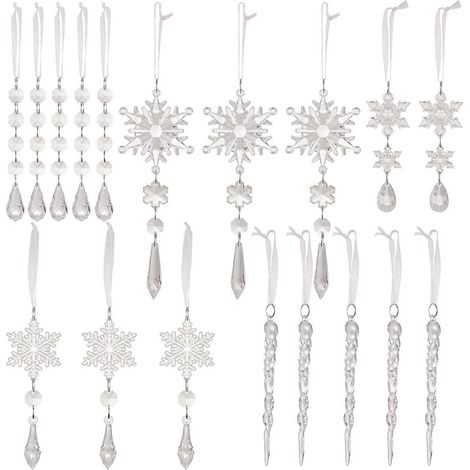 18 transparente Acryl-Eiszapfen-Anhänger, hängende Eiszapfen, Christbaumschmuck (1/5)