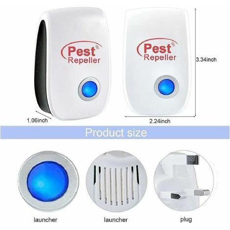Pack de 4 répulsifs à ultrasons antiparasitaires – Efficace contre cafards, mouches, moustiques – Couverture jusqu'à 1200 pieds² – Technologie avancée