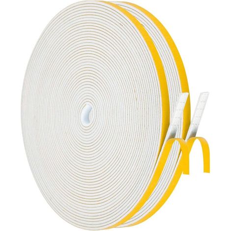 1 Ruban d'étanchéité, 6mm x 1.5mm x 20m, joint en mousse, isolation acoustique, pour portes et fenêtres