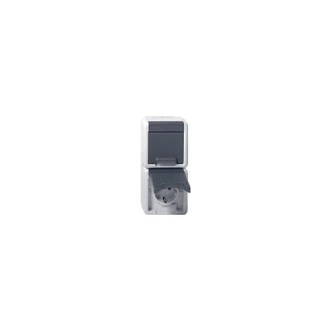 GIRA 478030 SCHUKO-DOPPELSTECKDOSE 16 A 250 V SENKRECHT MIT KLAPPDECKEL WG AP, GRAU