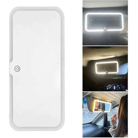 Miroir cosmétique de pare-soleil sans fil avec lumière, miroir éclairant stable multifonctionnel pour voiture et fourgonnette (1/4)