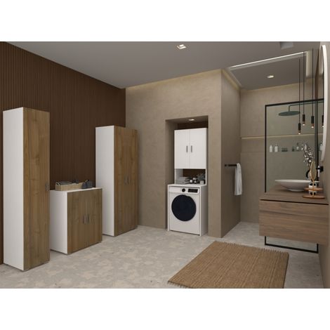 mobile per lavatrice 2 ante bianco fiammato 66x62x194,3 cm (1/4)