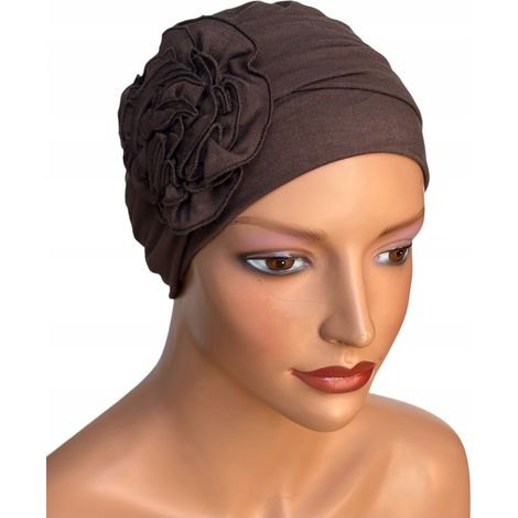 Schokoladen-Dalia-Turban aus Bambus, doppelter Hut, auch nach der Chemotherapie (1/5)