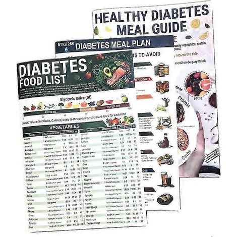 Guide de planification des repas pour diabétiques (liste de 3 aliments recommandés), brochure sur les aliments pour diabétiques