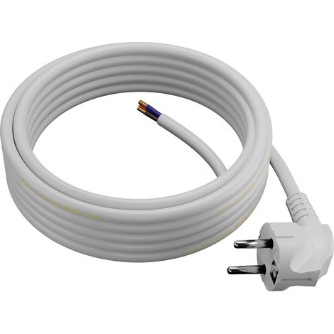 Netzkabel mit Winkelstecker, 5 m, 3 x 1,5 mm², UNI-Schuko, weiß (1/5)