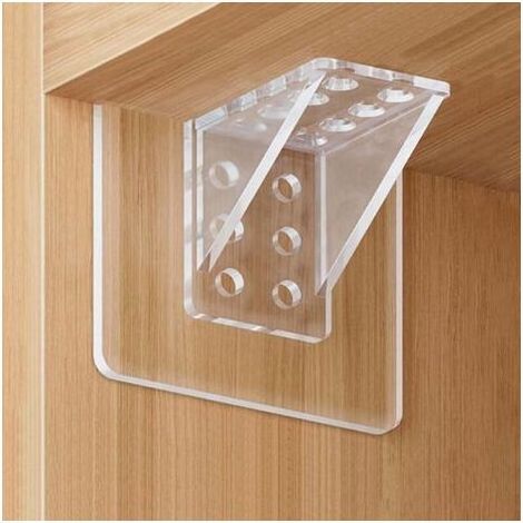 Lot De 8 Support Etagere Invisible,Supports D'Étagères Autocollants,Support Etagere Murale,Fixation Etagere Sans Percer,Support Etagere Placard,Pour Étagères Placard Penderie, Meuble (1/5)