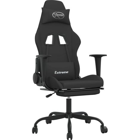 Maison Exclusive - Sedia da Gaming con Poggiapiedi Nero in Tessuto