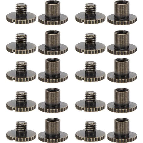 10 pièces rivets à tête plate à cannelures laiton pour fixations ceintures sacs à dos meubles bronze