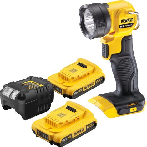 Lampada a batteria DeWalt DCL 040 D2 18 V 110 lumen + 2x batteria ricaricabile 2,0 Ah + caricatore