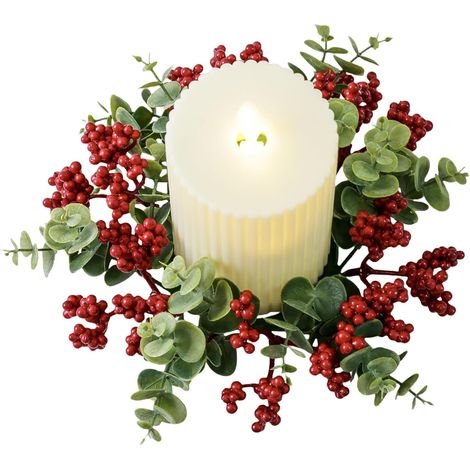 Anneaux de bougies de Noël, bougies chauffe-plat, décoration intérieure, décoration saisonnière, fêtes (1/5)