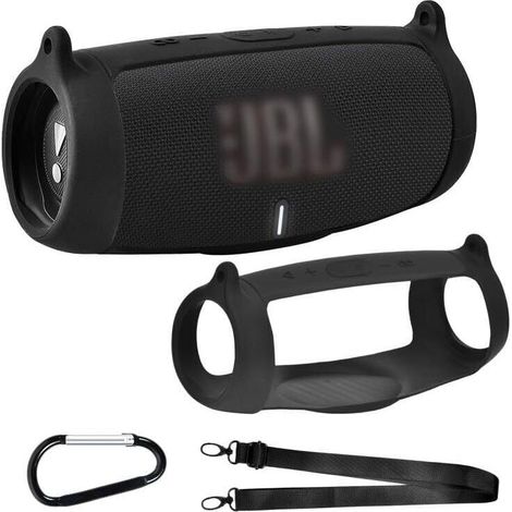 Silikonhülle für den tragbaren Bluetooth-Lautsprecher JBL Charge 5, weiches Gel-Reiseleder, wasserdichte Gummitragetasche mit Schultergurt (schwarz)