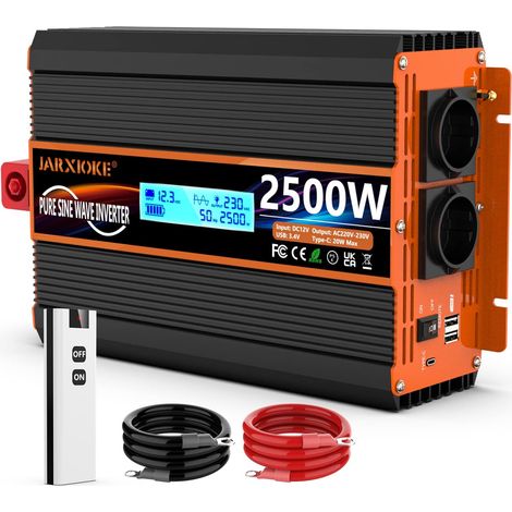 Convertisseur 12V 220V Pur Sinus 2500w/5000w Onduleur Transformateur Onde Sinusoïdale Pure avec Télécommande (1/5)