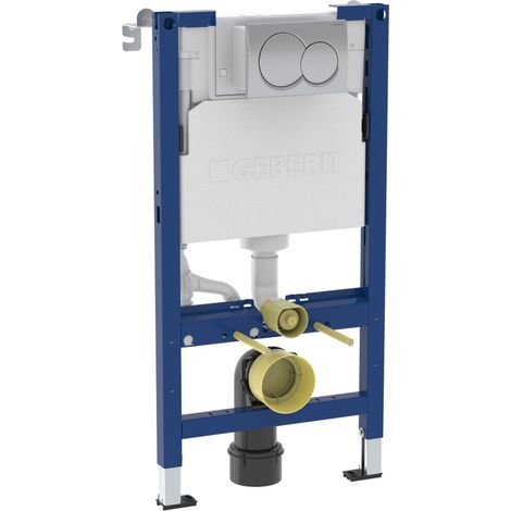 Geberit Alpha 980mm Wall Hung WC Toilet Frame with Cistern and Alpha01 Chrome Round Flush Plate