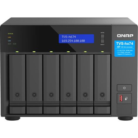 QNAP TVS-h674 NAS Tower Collegamento ethernet LAN Nero i3-12100 (1/4)