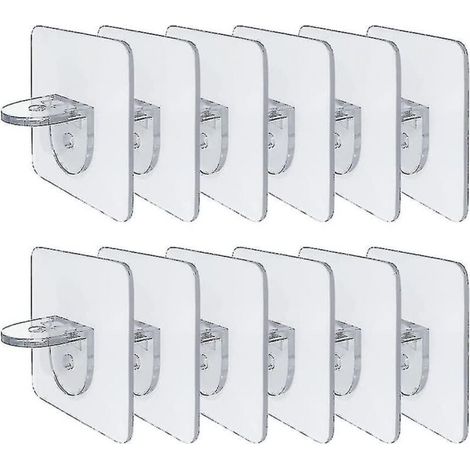 Un lot de 12 supports d'étagère Support d'étagère Supports auto-adhésifs pour étagère Armoire Support en verre Étagère de rangement (1/5)