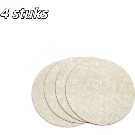 4 piezas, Manteles individuales piel sintética doble cara resistentes calor, Resistentes agua aceite, lavables, Lavables, Diámetro: 33 cm, Beige (1/5)