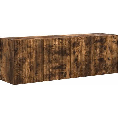 Mobile TV da parete moderno rettangolare con spazio di archiviazione 59,5 x 31 x 40 cm in legno ingegnerizzato rovere fumo 020055014