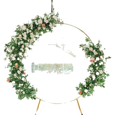Arche de Ballons, Cadre Métallique, Taille 2m, Design Rond, Motif Floral, Couleur Or (1/5)