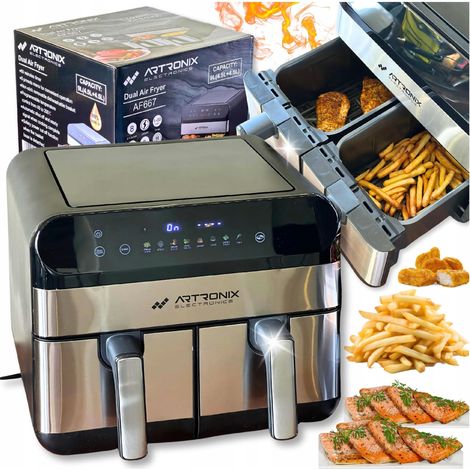 Freidora de aire de doble c谩mara de 9 litros - LCD, grill, 2400 W (1/5)