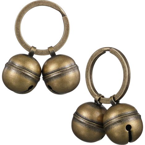 6-teiliges, superlautes Glöckchenhalsband-Set aus Messing mit Schlüsselanhänger für Katzen und Hunde, geeignet für das Training, Messing, Bronze (1/2)