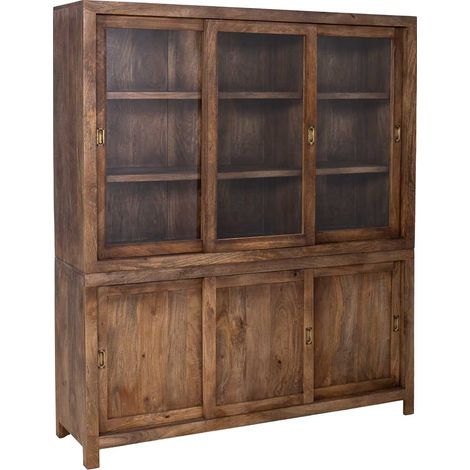 Vitrina de madera artesanal marrón 160x45x190h cm (1/5)