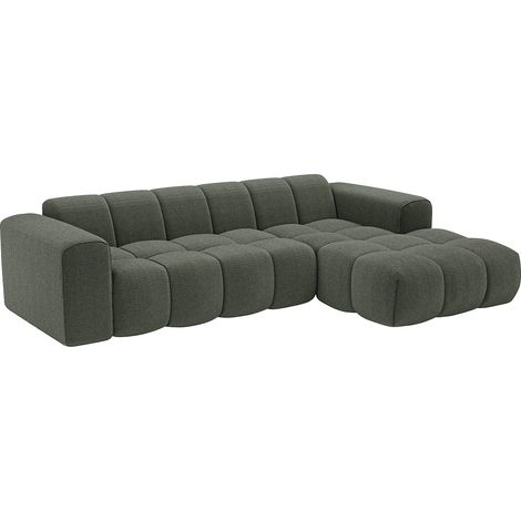 Canapé d'angle droit en tissu chenille vert CALESO de Maison Céphy