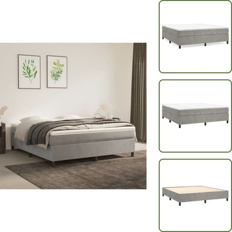 Cadre de lit sans matelas gris clair 180x200 cm velours - Cadre De Lit - Lit Double - Lit Velours - Lit Design - Literie (1/5)