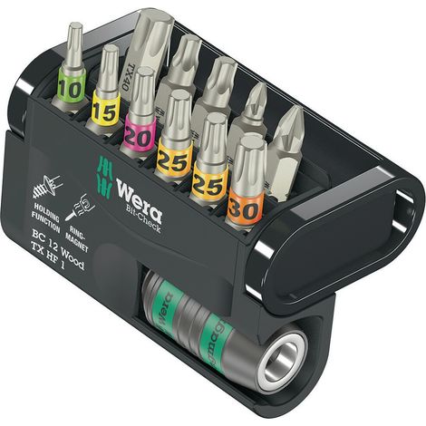 Wera Bit-Check 12 Wood TORX HF, 12 pces avec fonction de retenue