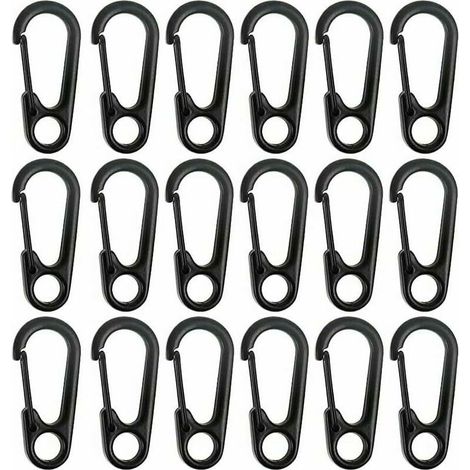 UlisemMini mousqueton en alliage de zinc pour porte-clés, idéal pour l'escalade, la randonnée, l'alpinisme, le camping et la pendaison d'objets (noir, dimensions : 31,3 × 14,3 mm), lot de 20 pièces. (1/4)