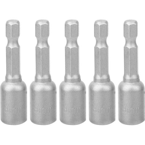 Bussola esagonale magnetica, adattatore per punta da trapano pneumatico per lavorazione del legno fai da te (5 pezzi, lunghezza 50 mm, diametro 8 mm) (1/5)