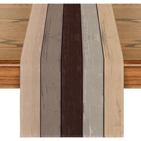 Runner da tavola autunnale - Antico - Legno rustico - Decorazione stagionale per interni, cucina, feste/vacanze - 33 x 120 cm (1/4)
