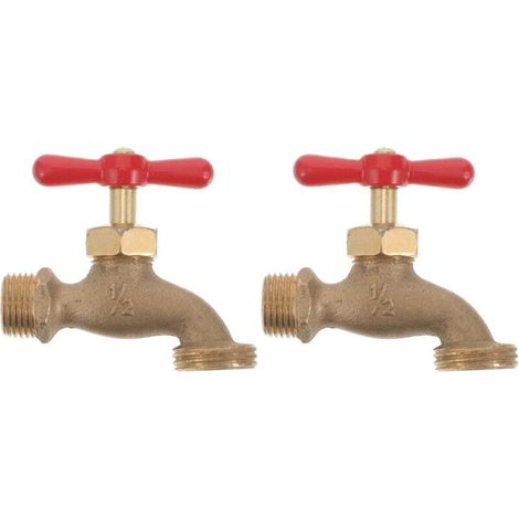 Lot de 2 robinets d'extérieur en laiton pour jardin ou salle de bain. fixation murale. flexible décoratif. robinet d'eau froide simple. raccord NPT 1/2 pouce (1/5)