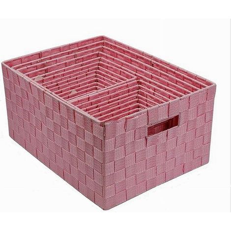 Cleafe - Set 21 Pezzi Box Scatola In Tessuto Portaoggetti Organizer Con Manici Rosa 79089 - (1/3)