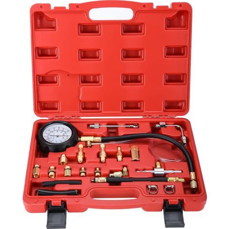 Kraftstoffdruckmessgerät, 140 psi (10 bar) Kraftstoffdruckprüfer, Motor-Kraftstoffdruckmessgerät-Set zur Prüfung des Kraftstoffeinspritzdrucks mit Kfz-Adapter (1/5)