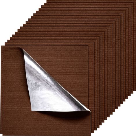 VEVOR Piastrelle per Moquette 610x610 mm, 20 Pezzi Tappetini Quadrati Autoadesivi, Morbidi Imbottiti per Pavimenti Senza Cuciture 7,4㎡, Facile Sostituzione per Soggiorno, Marrone Scuro