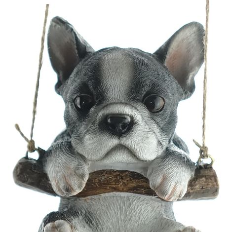 Esschert Design Schaukelnder Hunde-Welpe Bronco Französiche Bulldogge Schwarz - Polyresin (1/2)