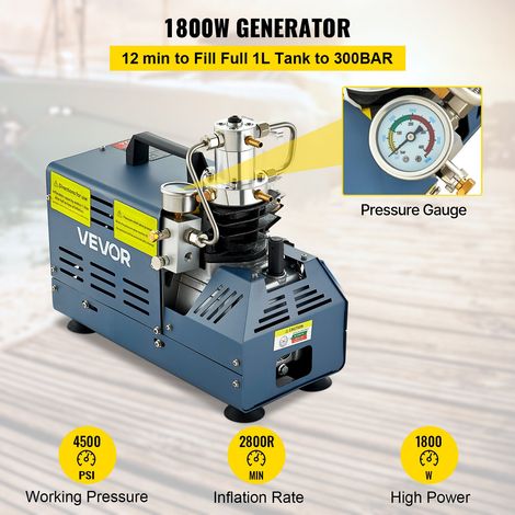 Compresseur Haute Pression Maximale 30 MPa 1800 W 220 V Compresseur Air PCP avec Arrêt Manuel, pour Carabine à Air Comprimé Paintball, Carabine PCP, Pistolet d'Air Comprimé, Bouteille de Plongée (1/5)