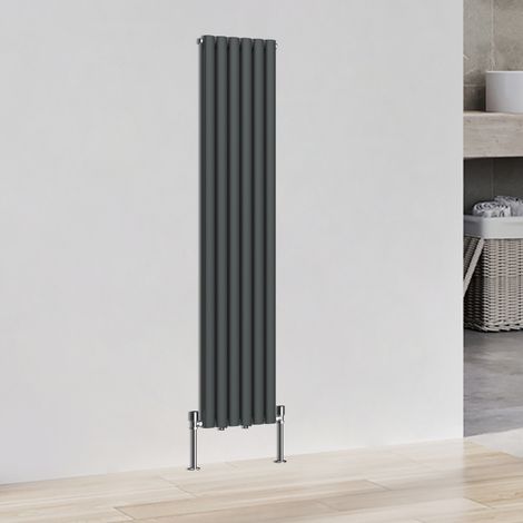 Vertical Tall Upright Oval Column Designer Radiator Central Heating Rads Double 1800x354mm Anthracite (1/4)