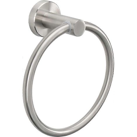 Anneau porte-serviettes mural, accessoires de salle de bain - Porte-serviettes en acier inoxydable épais, support mural rond moderne (brosse) (1/4)