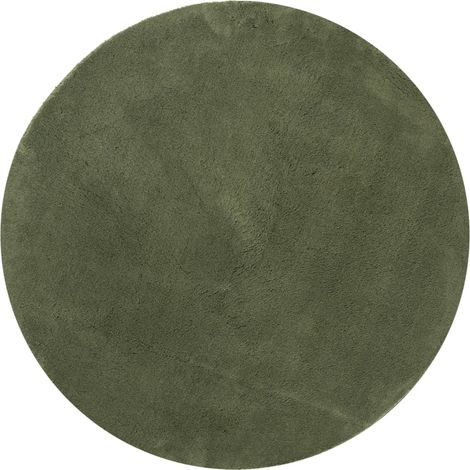 Tapis HUARTE à poils courts doux et lavable vert forêt Ø 160 cm CFW46625 (1/5)