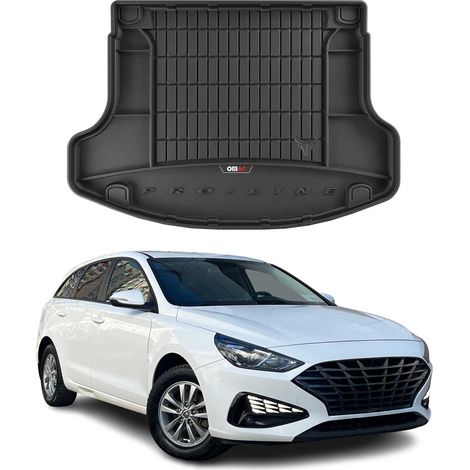 Tapis de Coffre 3D TPE Premium Compatible avec Hyundai i30 Fastback 2017 à 2023, Bac de Protection de Coffre Intérieur antidérapant Revêtement de Coffre Bords Hauts pour Voiture Noir
