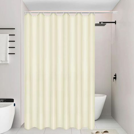 Rideau de Douche 120x200 cm - Polyester Imperméable - Anti-Moisissure - Avec Crochets - Beige (1/5)