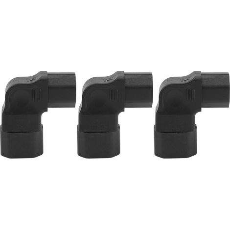 Lot de 3 adaptateurs secteur IEC320 C14 vers IEC320 C13 coudés à 90° (250 V, 2500 W)