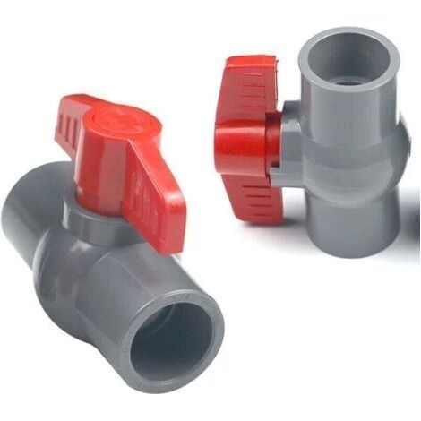 2pcs Vanne à boisseau sphérique en PVC 40 mm , valve de tuyau d'eau en plastique U-PVC connecteurs droits pour contrôle et arrêt du débit (1/4)